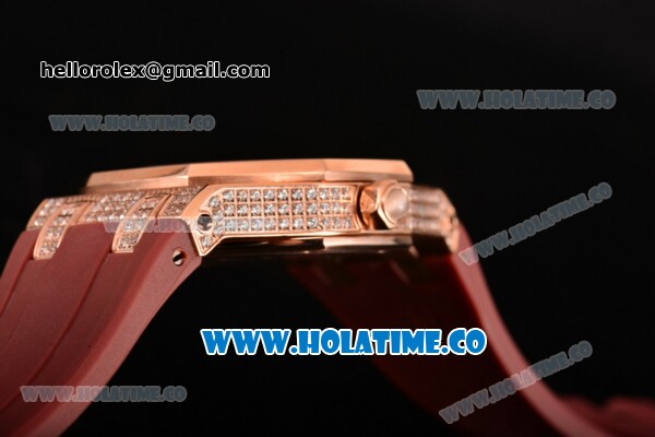 Audemars Piguet Royal Oak Lady Swiss Quartz Rose Gold/Diamonds Case with Diamonds Markers and Brown Dial (EF) - Click Image to Close